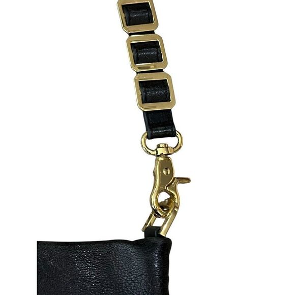 Tory Burch Soft Black Leather Foldover Convertible Crossbody Shoulder Tote Bag - Picture 5 of 8